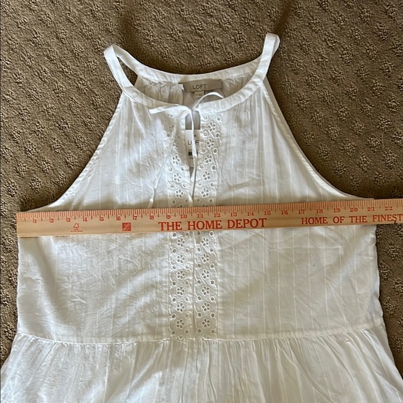 NWT Loft White Eyelet Halter Peplum Ruffle Tank - Picture 8 of 9
